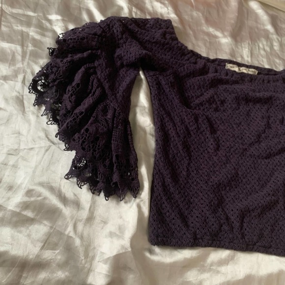 Jens Pirate Booty Free People XS Chemical Lace Off The Shoulder Top Purple Boho - Picture 14 of 14